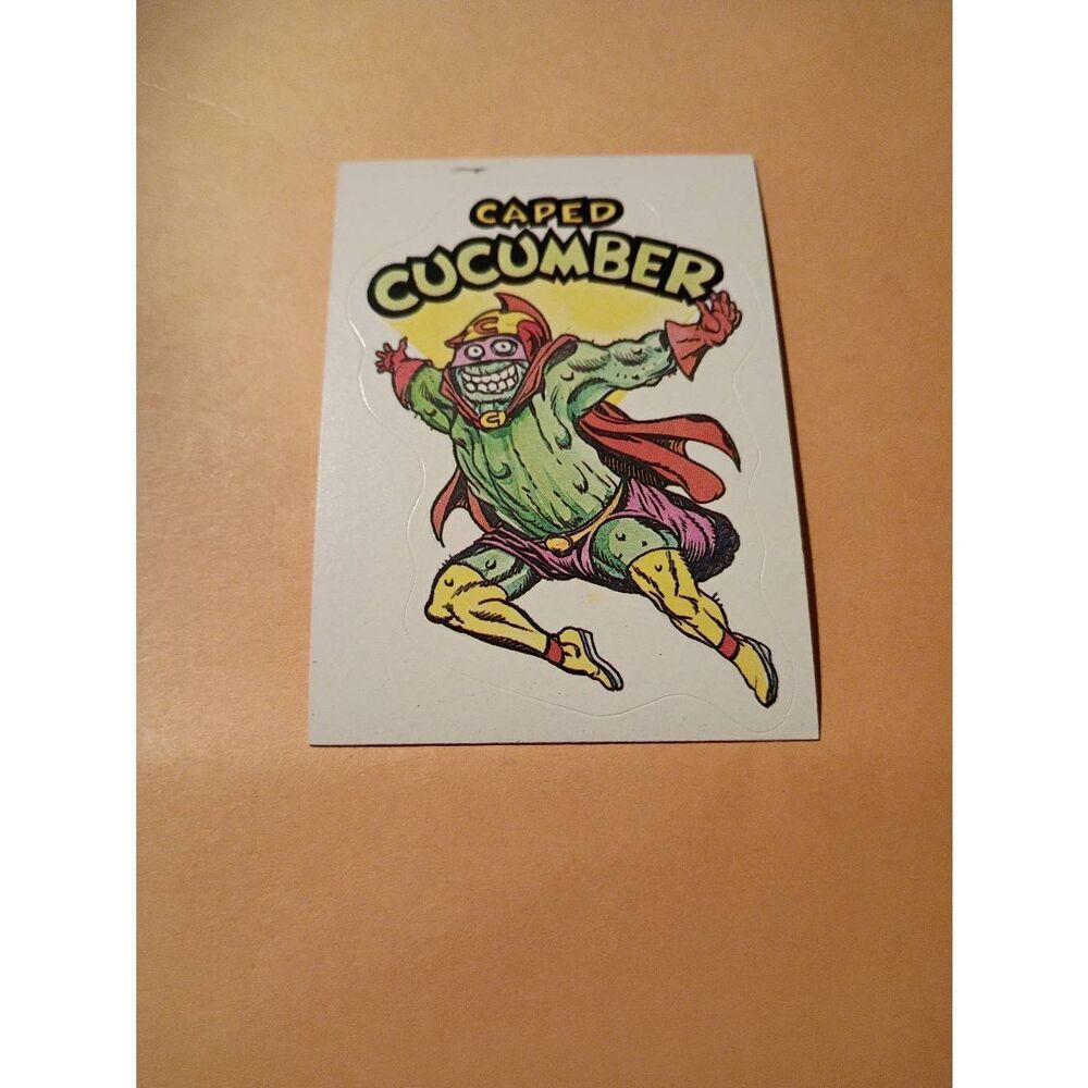 1983 General Mills Zero Heros Trading Card Sticker Card Vintage 36 Caped Cucumbe